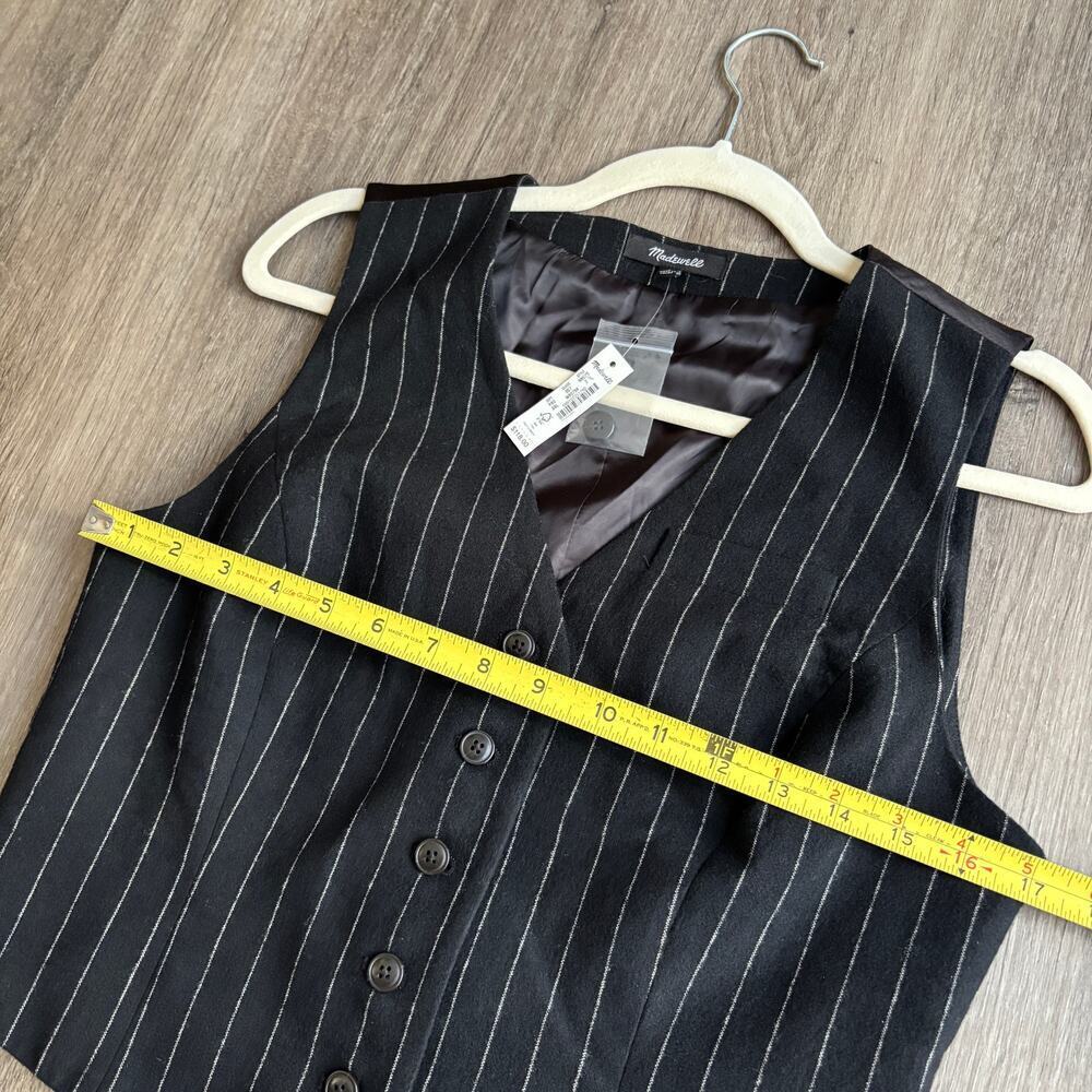 Madewell Wool Button Front Vest in Pinstripe Women's 2 - Picture 5 of 8